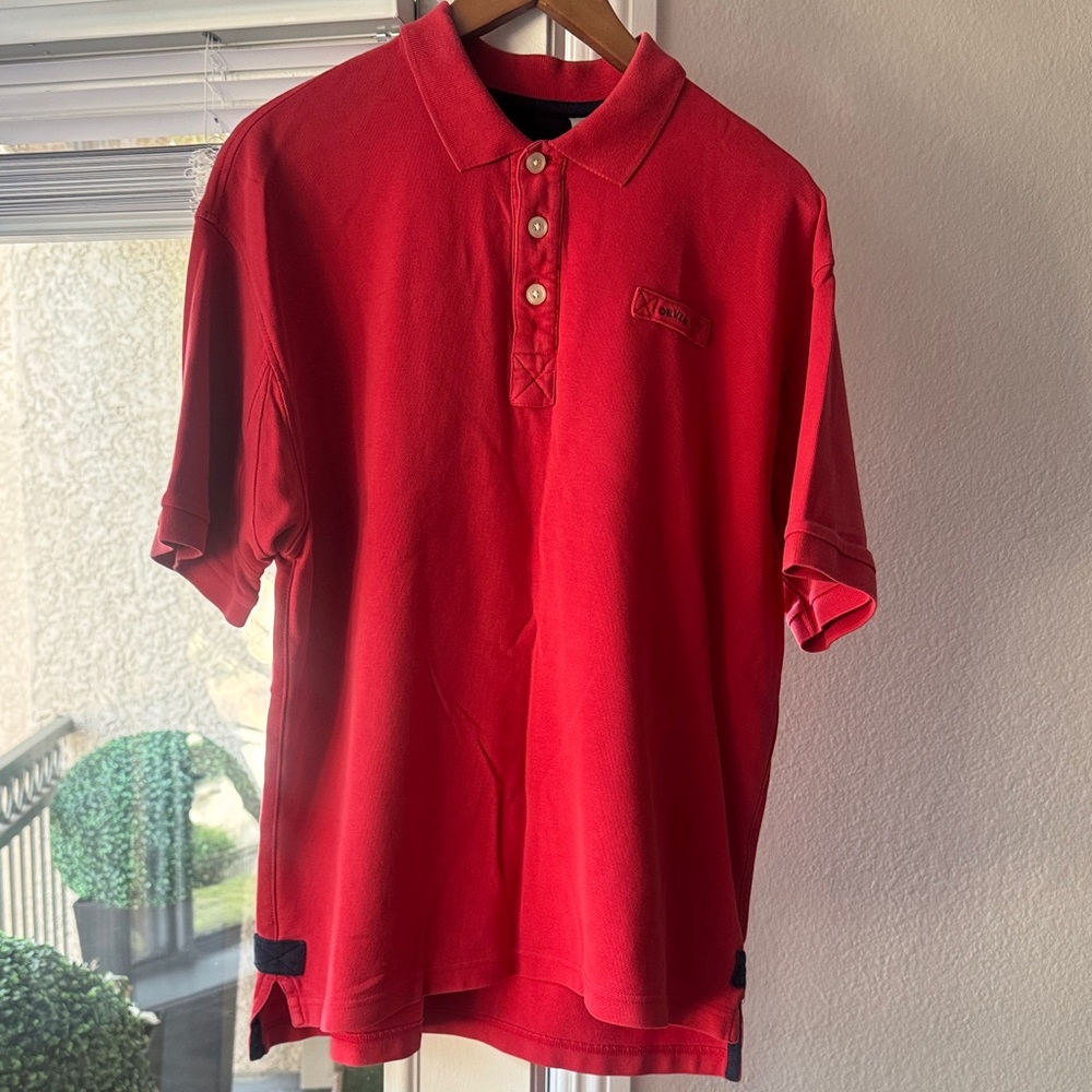 Orvis Bright Red Men's Polo with Three-Button Placket